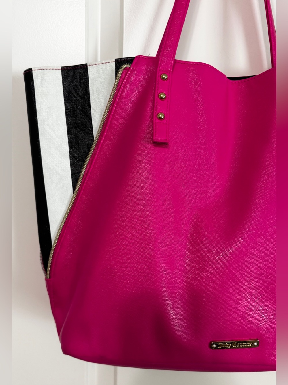 Juicy Couture Fuchsia Stripe Tote Bag - Picture 5 of 16